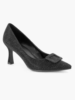 Hot Zwarte Glitter Pump Gesp Dames Hoge Hakken