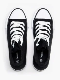 Clearance Zwarte Hoge Canvas Sneaker Dames Sneakers