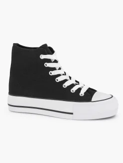 Clearance Zwarte Hoge Canvas Sneaker Dames Sneakers