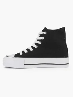 Clearance Zwarte Hoge Canvas Sneaker Dames Sneakers