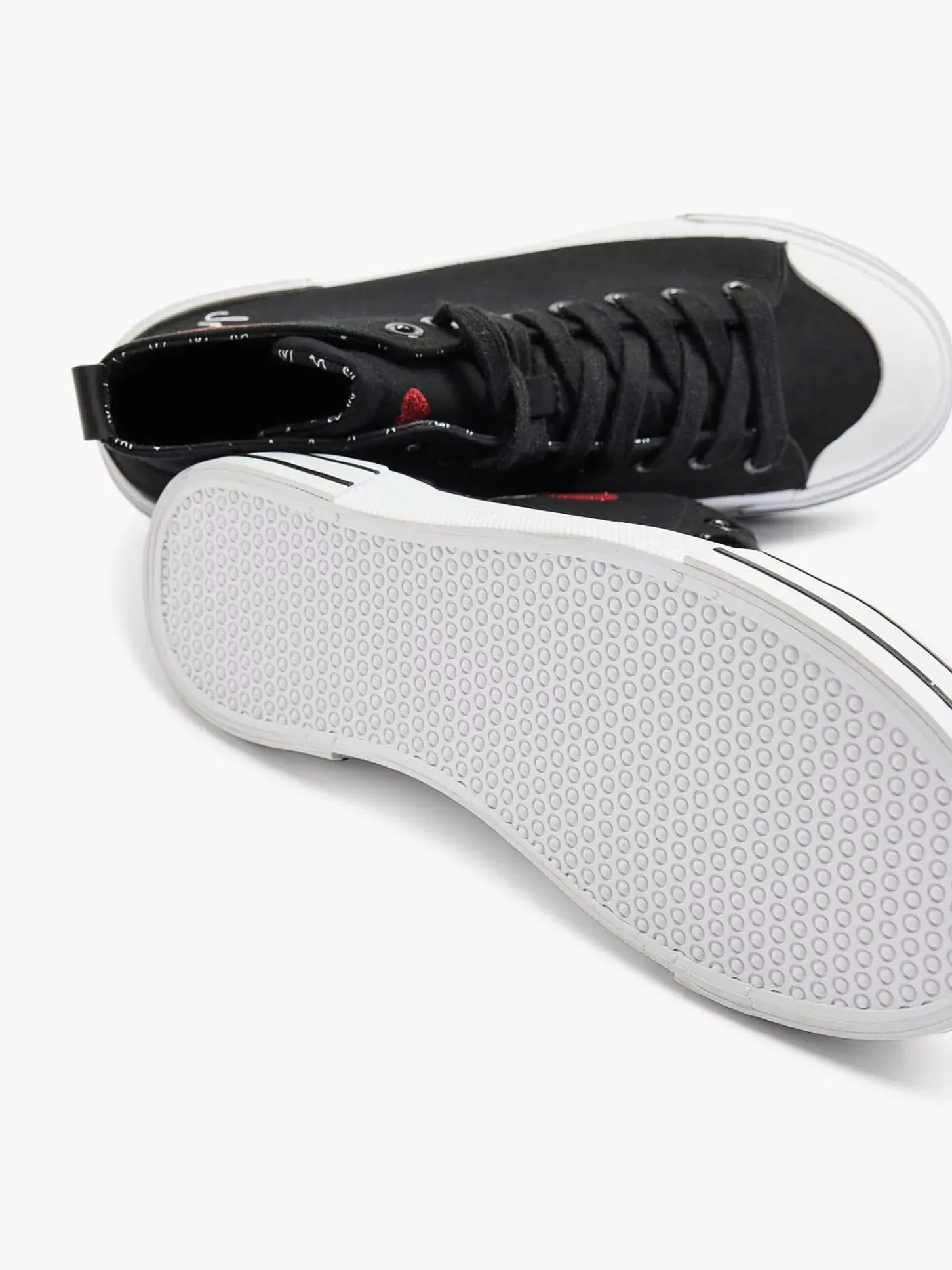 Discount Zwarte Hoge Canvas Sneaker Hartje Dames Sneakers
