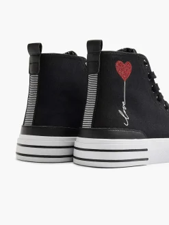 Discount Zwarte Hoge Canvas Sneaker Hartje Dames Sneakers