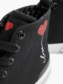 Discount Zwarte Hoge Canvas Sneaker Hartje Dames Sneakers