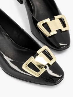 Clearance Zwarte Lak Pump Siergesp Dames Pumps