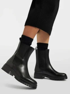 New Zwarte Leren Chelsea Boot Dames Enkellaarzen & Boots