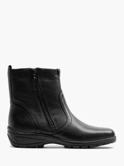 Best Zwarte Leren Comfort Enkelboot Dames Comfort Schoenen