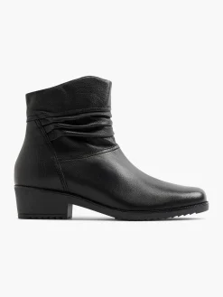 Zwarte Leren Comfort Enkellaars Dames Enkellaarzen & Boots