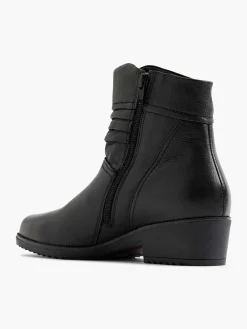 Zwarte Leren Comfort Enkellaars Dames Enkellaarzen & Boots
