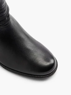 Zwarte Leren Comfort Enkellaars Dames Enkellaarzen & Boots