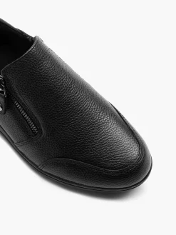 Zwarte Leren Comfort Instapper Dames Comfort Schoenen