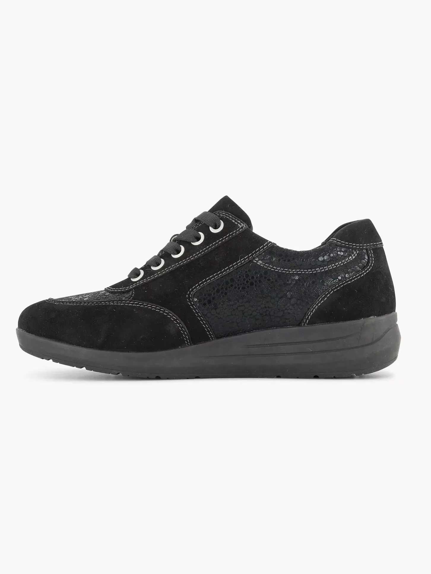 Outlet Zwarte Leren Comfort Sneaker Dames Comfort Schoenen