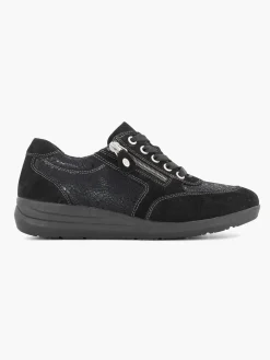 Outlet Zwarte Leren Comfort Sneaker Dames Comfort Schoenen