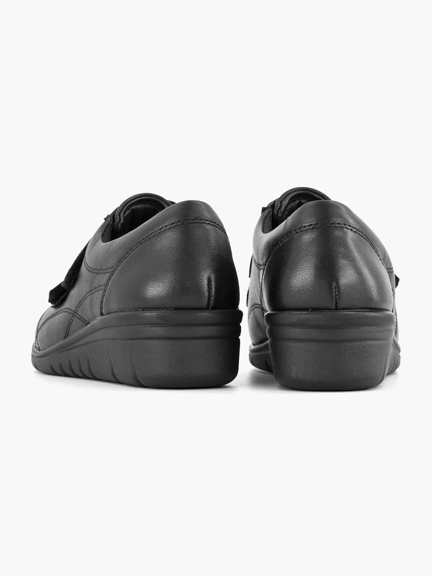 Hot Zwarte Leren Comfort Sneaker Klittenband Dames Sneakers