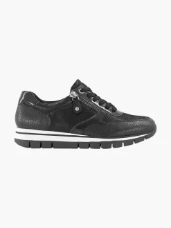 New Zwarte Leren Comfort Sneaker Croco Dames Comfort Schoenen