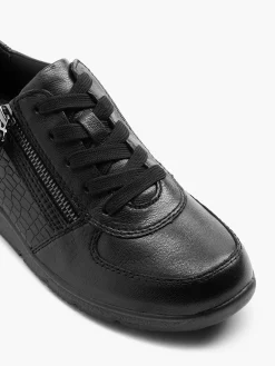New Zwarte Leren Comfort Sneaker Dames Comfort Schoenen