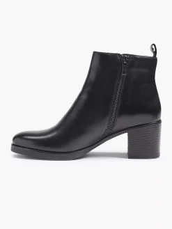 Discount Zwarte Leren Enkellaars Hak Dames Enkellaarzen & Boots
