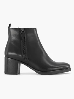 Discount Zwarte Leren Enkellaars Hak Dames Enkellaarzen & Boots