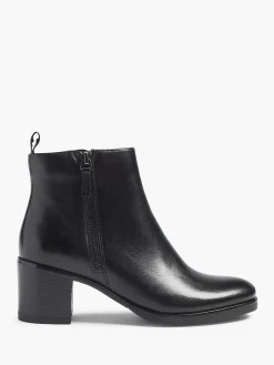 Discount Zwarte Leren Enkellaars Hak Dames Enkellaarzen & Boots