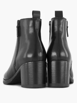 Discount Zwarte Leren Enkellaars Hak Dames Enkellaarzen & Boots