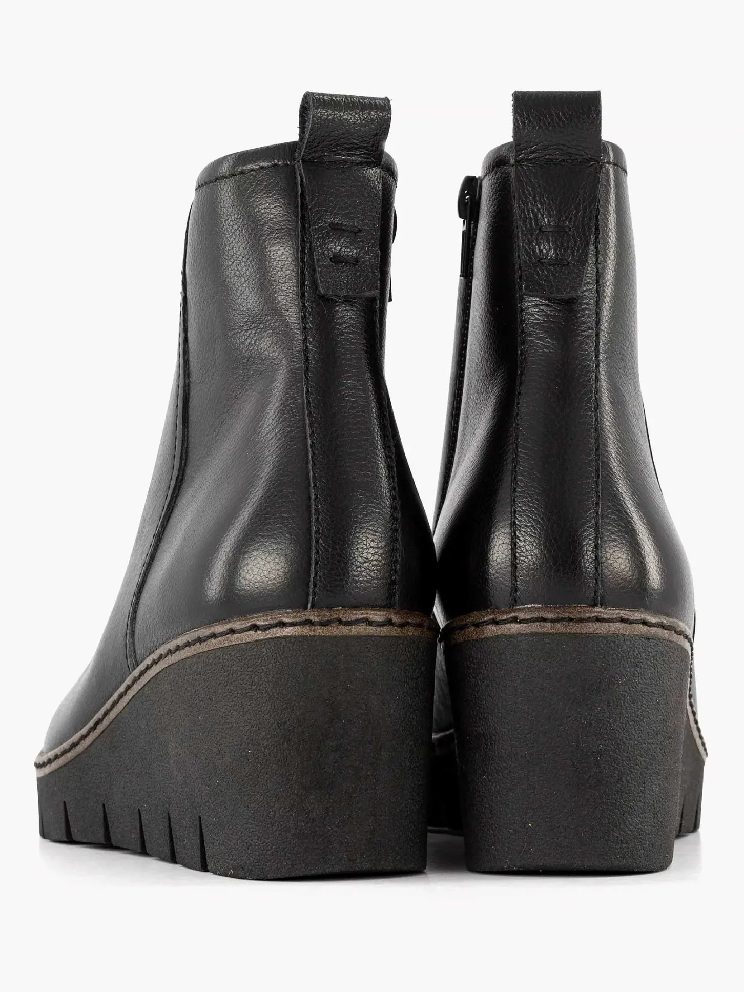 Outlet Zwarte Leren Enkellaars Sleehak Dames Enkellaarzen & Boots