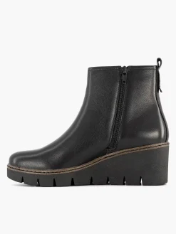 Outlet Zwarte Leren Enkellaars Sleehak Dames Enkellaarzen & Boots