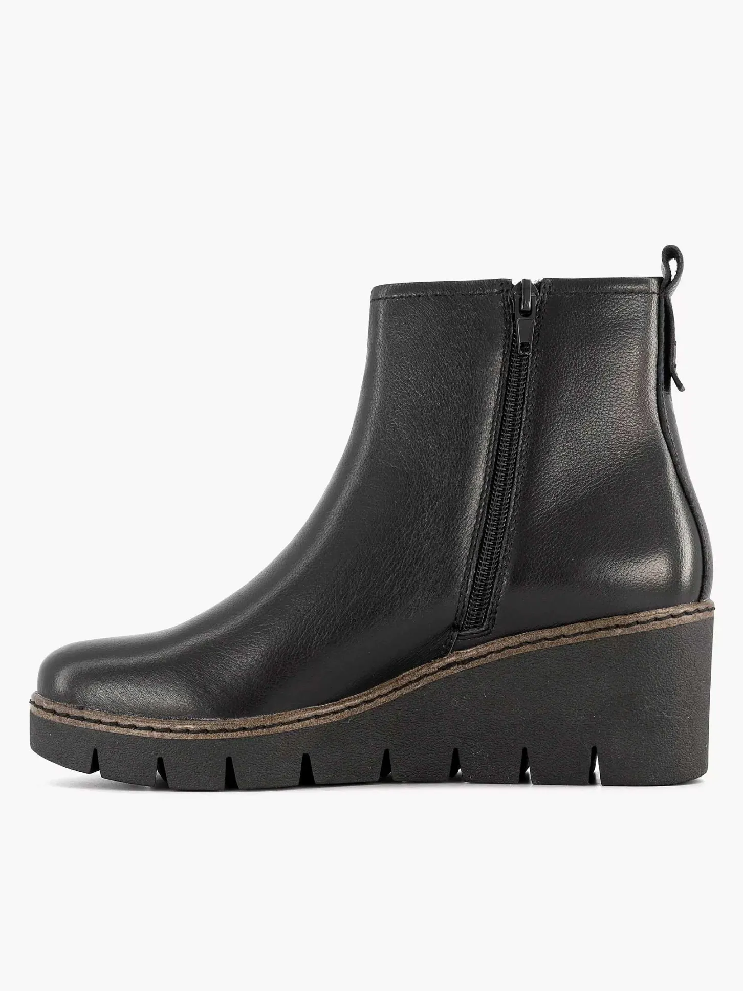 Outlet Zwarte Leren Enkellaars Sleehak Dames Enkellaarzen & Boots