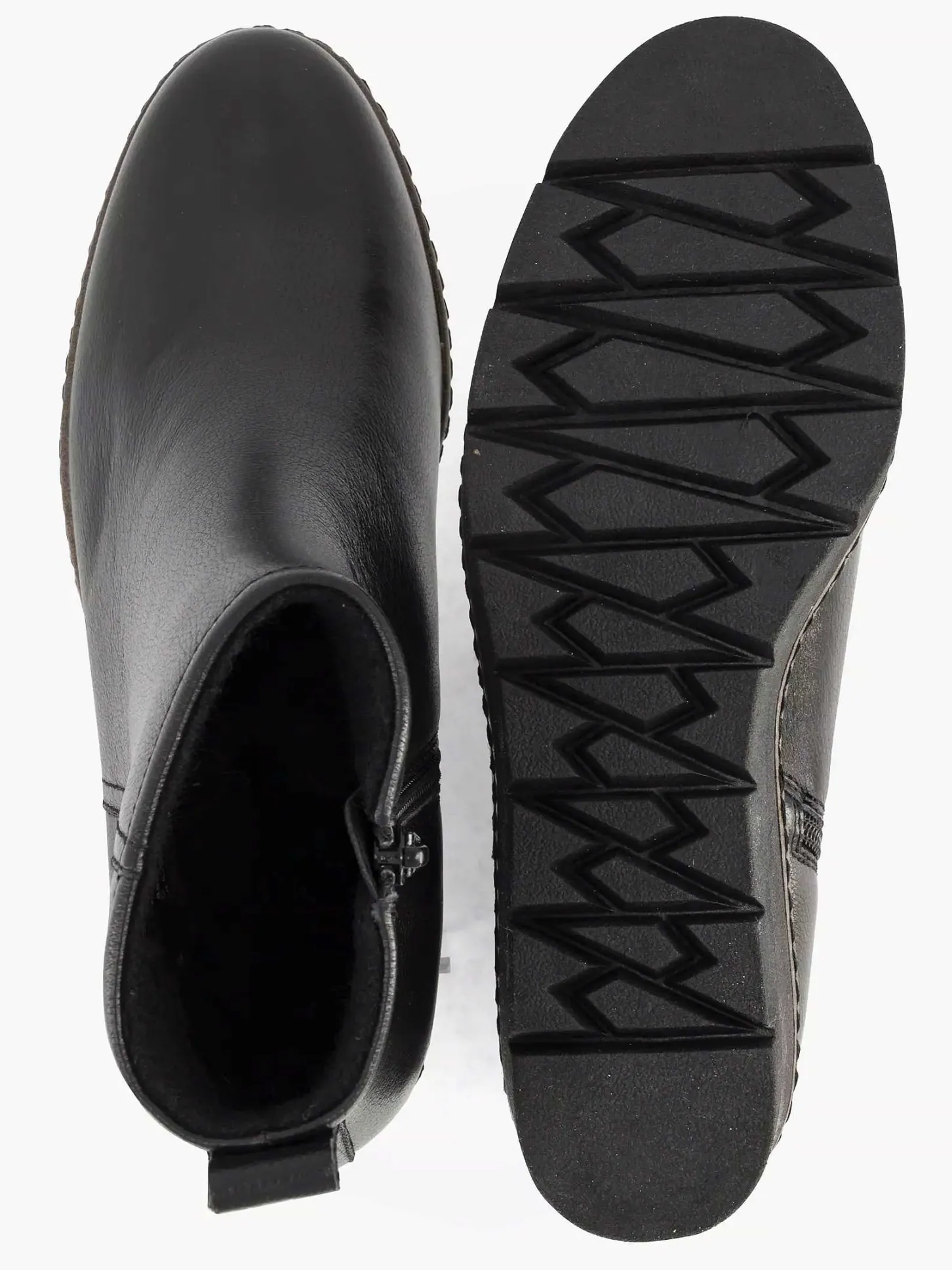 Outlet Zwarte Leren Enkellaars Sleehak Dames Enkellaarzen & Boots