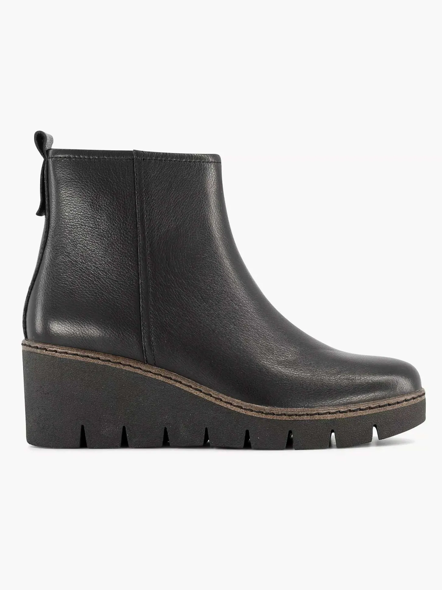 Outlet Zwarte Leren Enkellaars Sleehak Dames Enkellaarzen & Boots