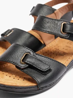 Sale Zwarte Leren Sandaal Dames Comfort Schoenen