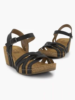 Sale Zwarte Leren Sandalen Sleehak Dames Sandalen