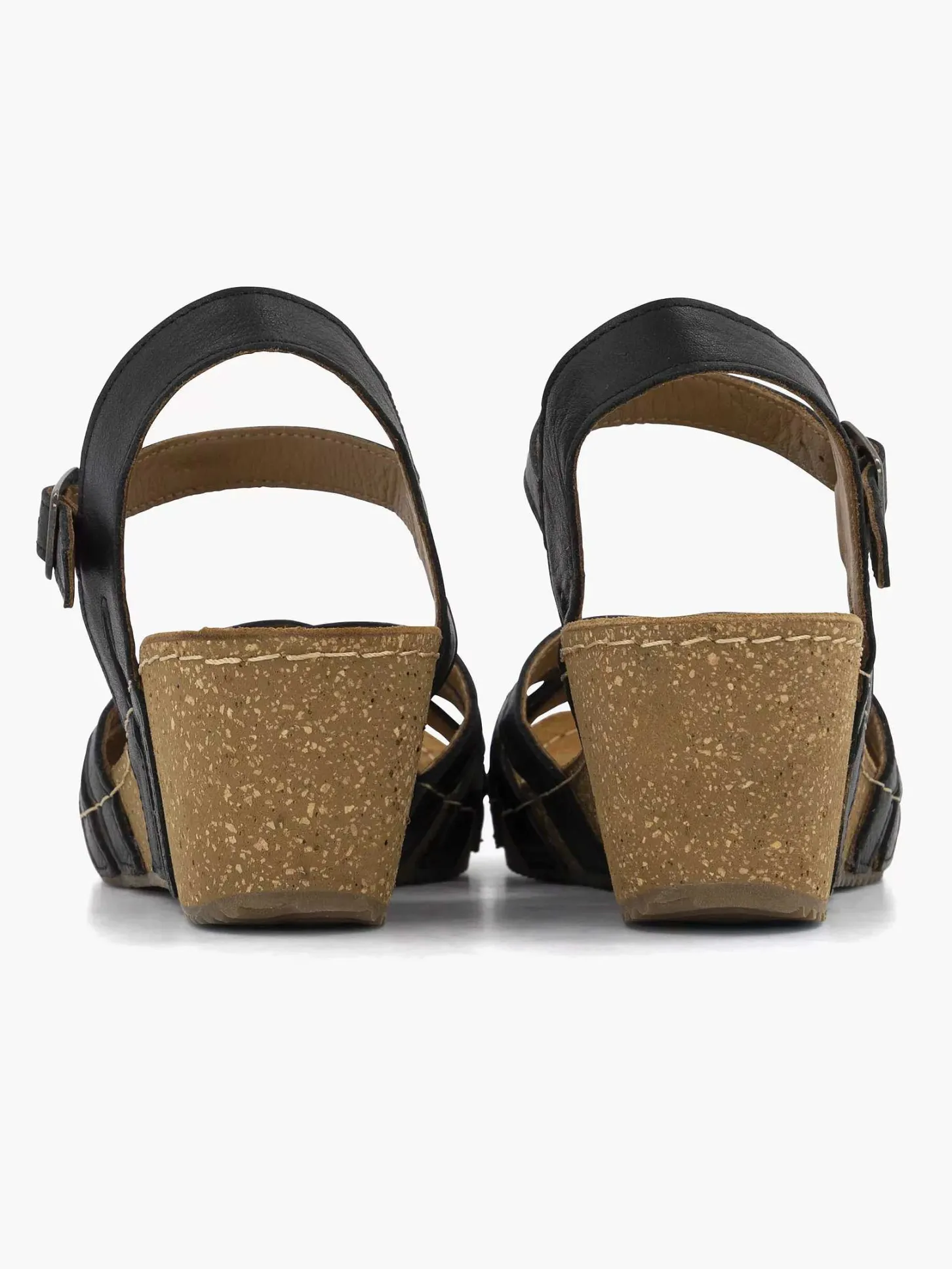 Sale Zwarte Leren Sandalen Sleehak Dames Sandalen