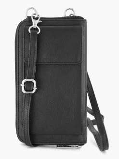 Online Zwarte Leren Telefoontas Dames Online Exclusive Accessoires
