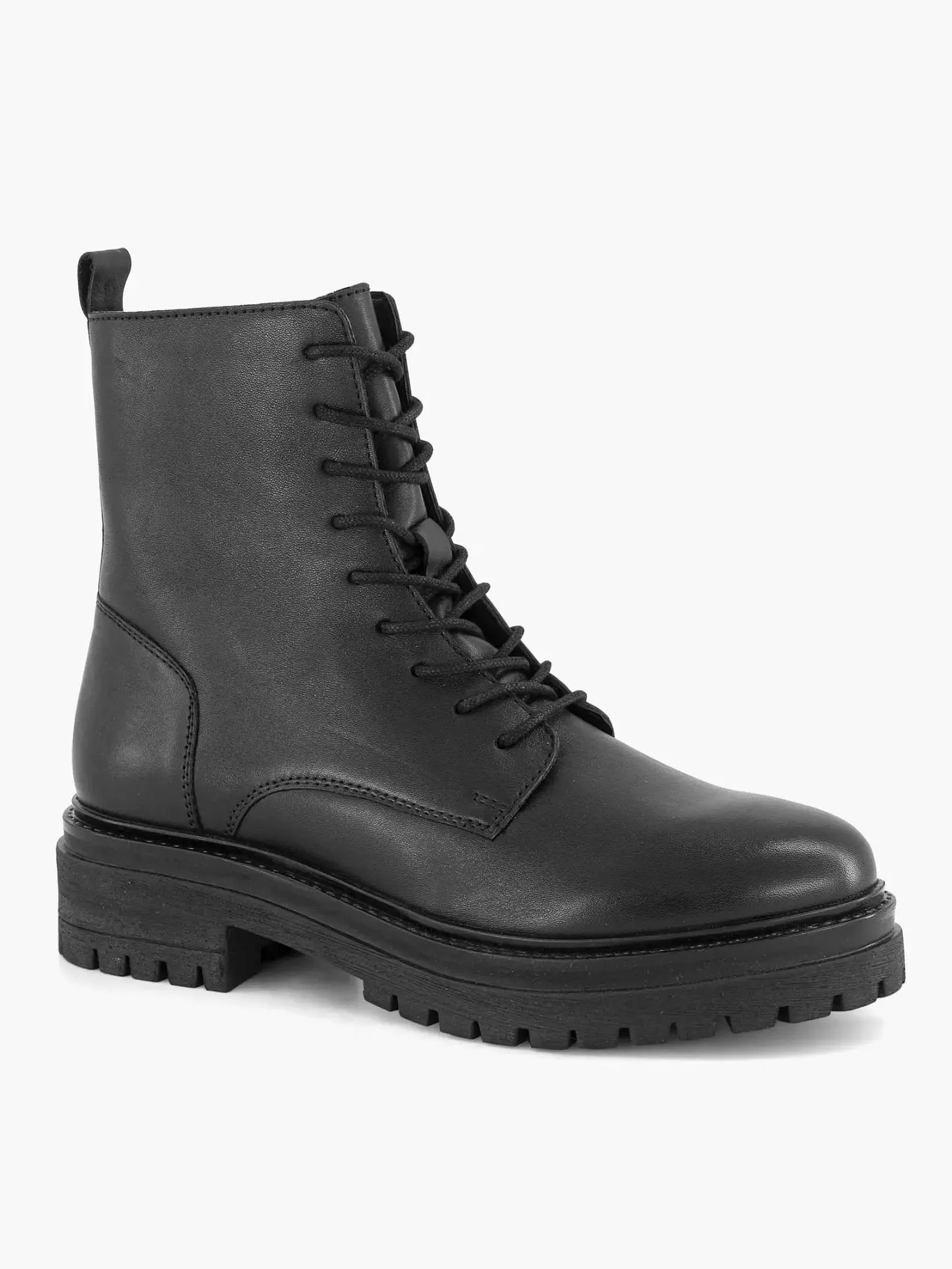 New Zwarte Leren Veterboot Dames Enkellaarzen & Boots
