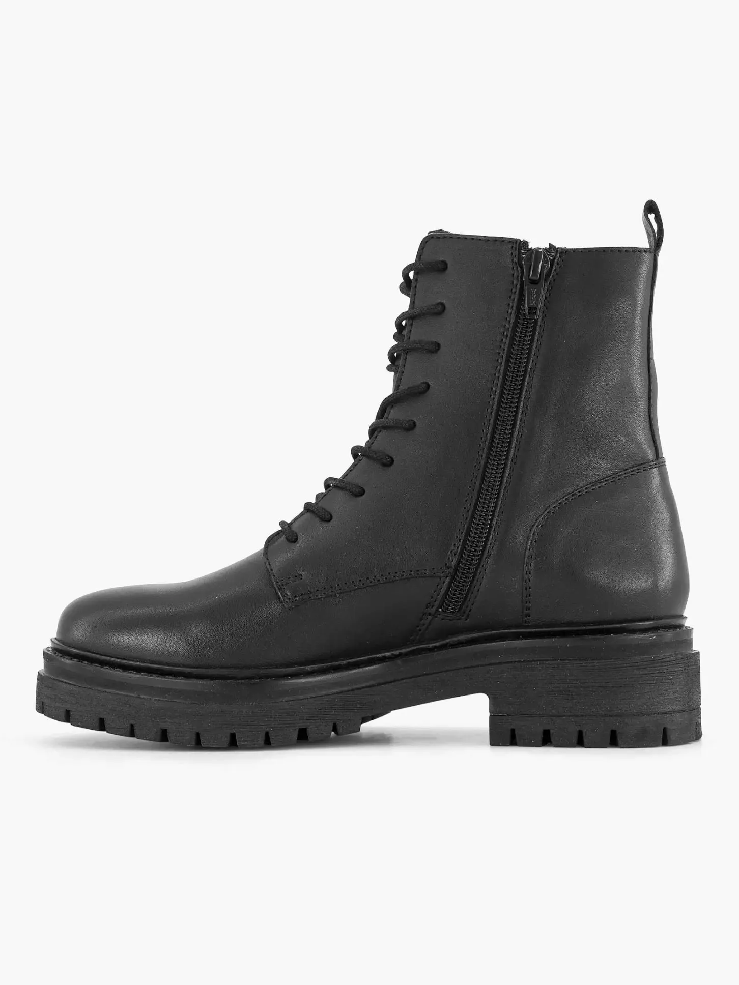 New Zwarte Leren Veterboot Dames Enkellaarzen & Boots