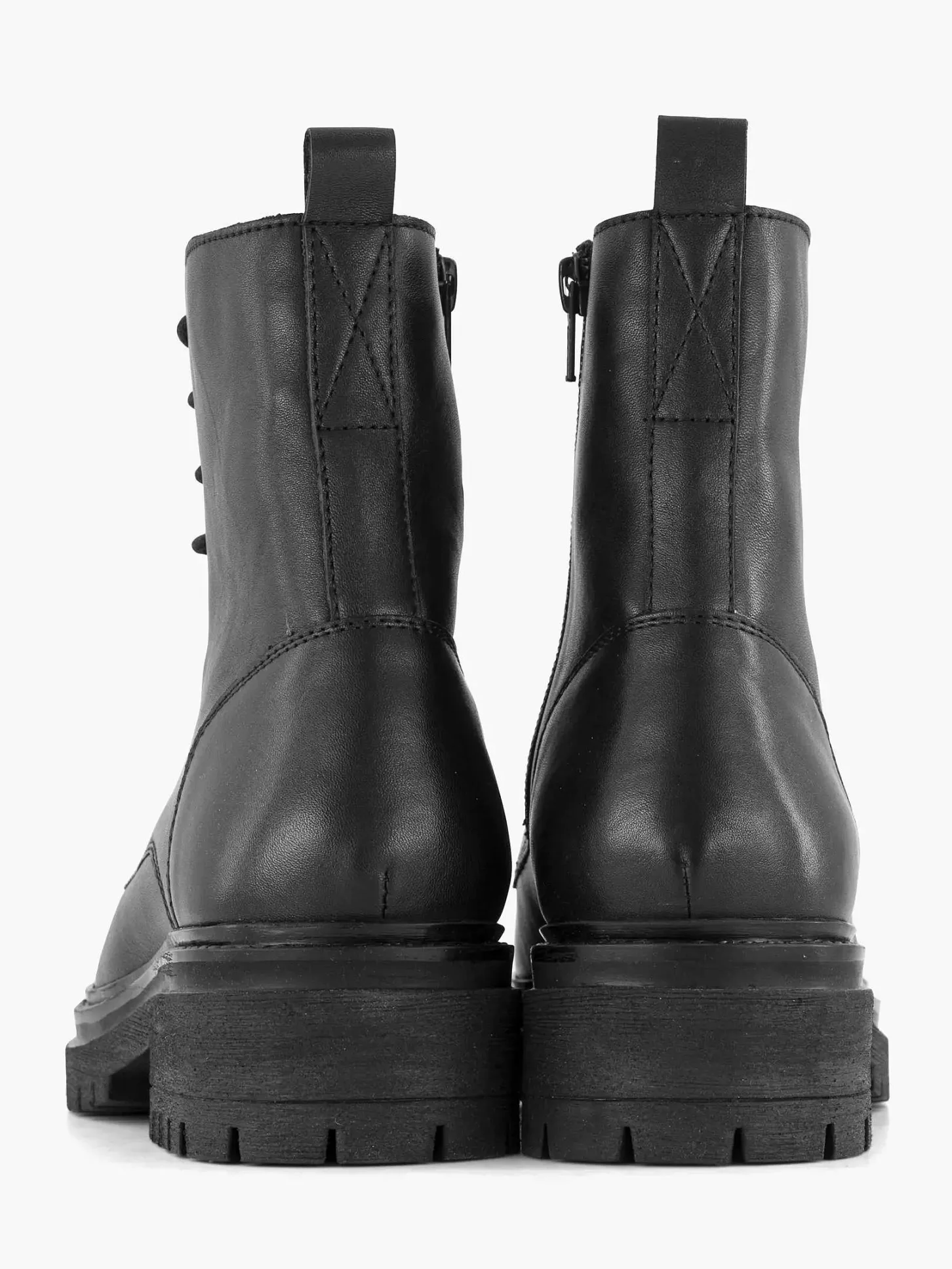 New Zwarte Leren Veterboot Dames Enkellaarzen & Boots