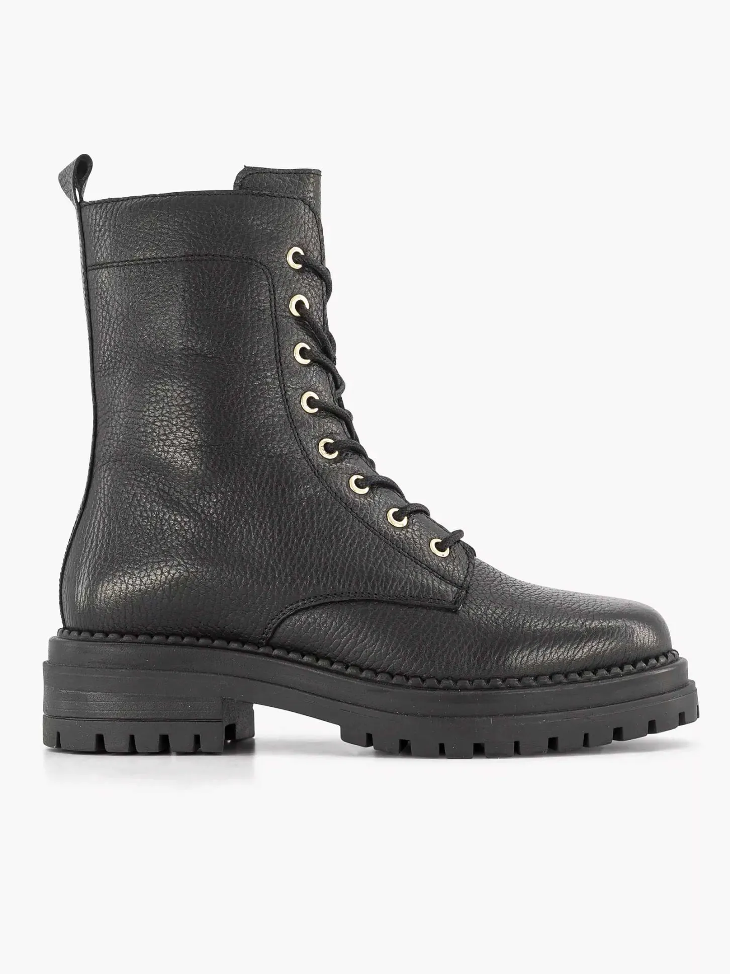 Online Zwarte Leren Veterboot Dames Enkellaarzen & Boots