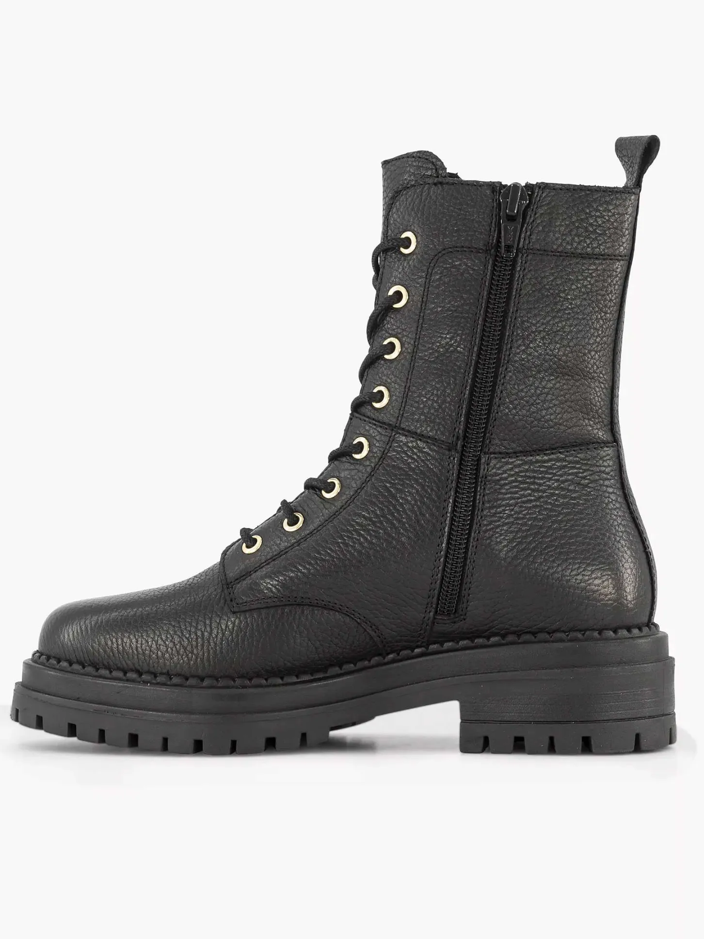 Online Zwarte Leren Veterboot Dames Enkellaarzen & Boots