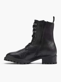 Best Zwarte Leren Veterboot Dames Enkellaarzen & Boots