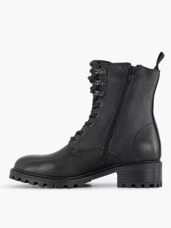Best Zwarte Leren Veterboot Dames Enkellaarzen & Boots