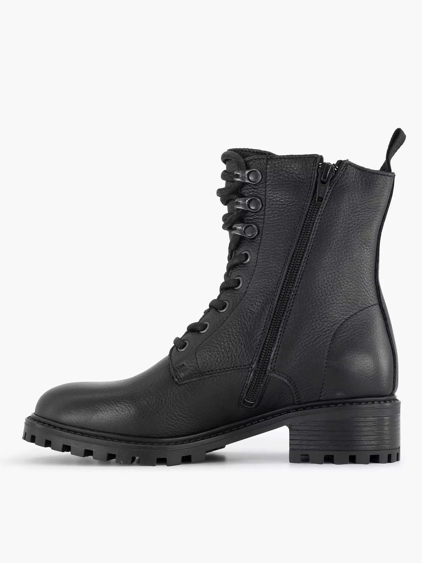 Best Zwarte Leren Veterboot Dames Enkellaarzen & Boots