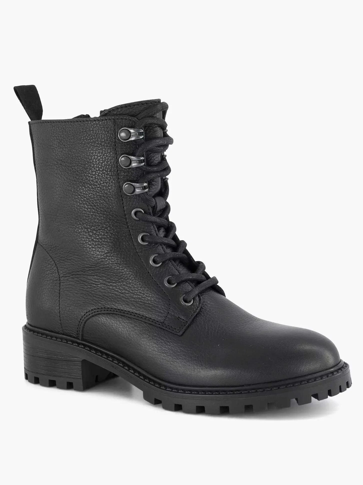 Best Zwarte Leren Veterboot Dames Enkellaarzen & Boots