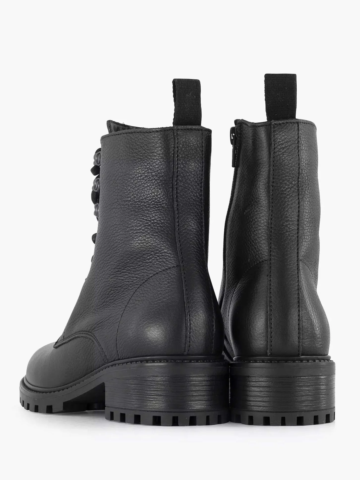 Best Zwarte Leren Veterboot Dames Enkellaarzen & Boots