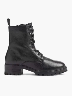 Best Zwarte Leren Veterboot Dames Enkellaarzen & Boots