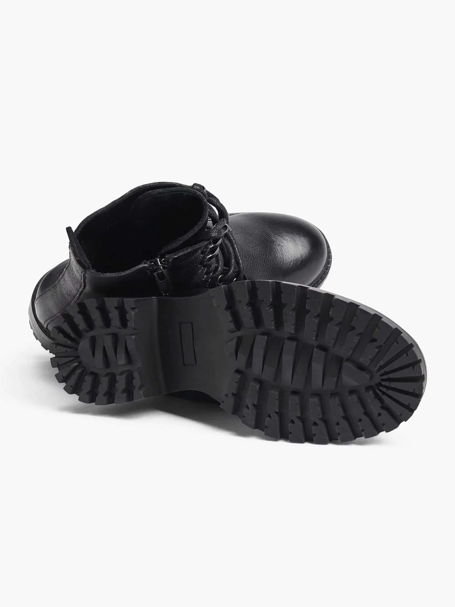 Best Zwarte Leren Veterboot Dames Enkellaarzen & Boots