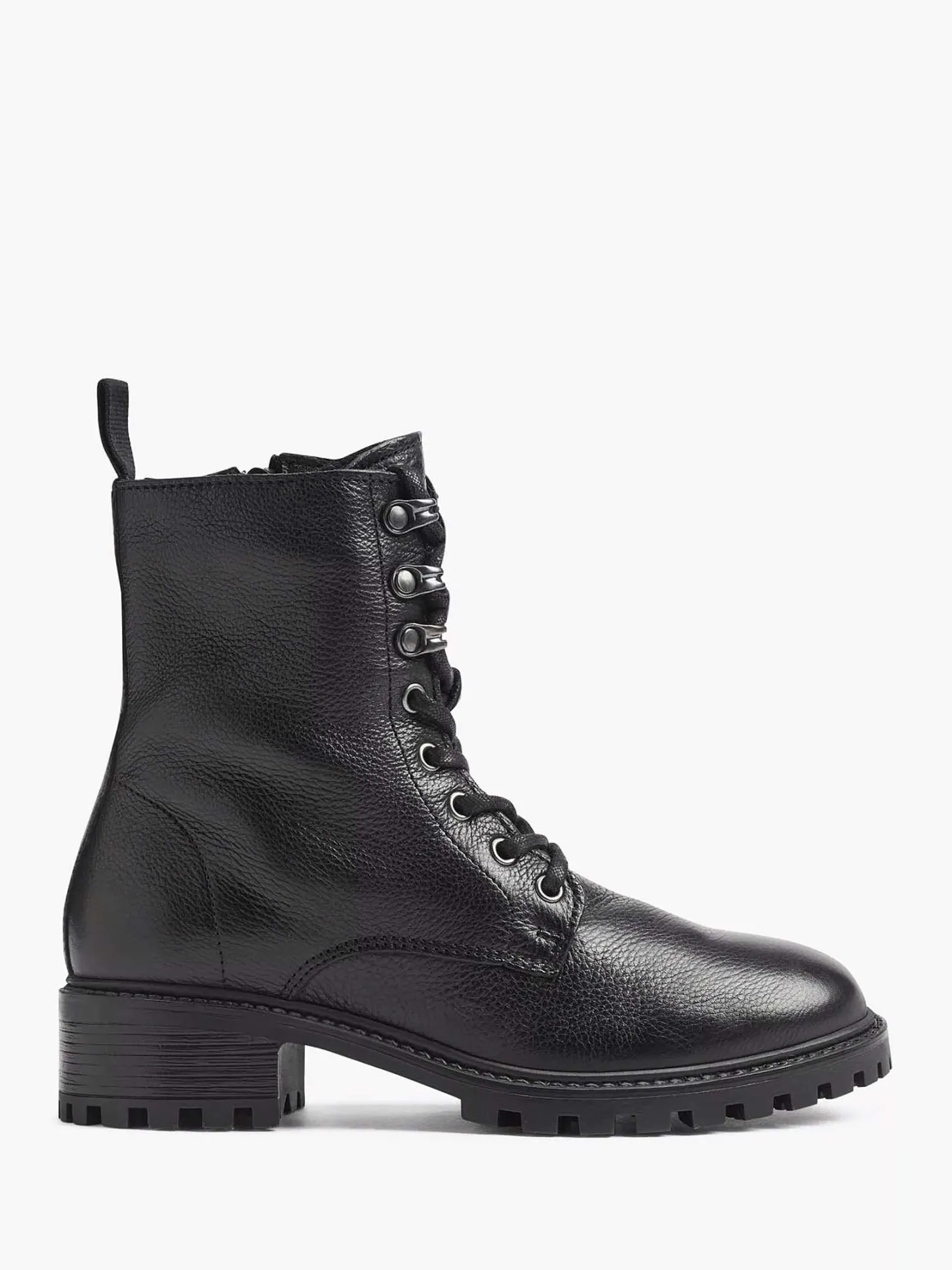 Best Zwarte Leren Veterboot Dames Enkellaarzen & Boots