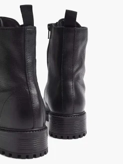 Best Zwarte Leren Veterboot Dames Enkellaarzen & Boots