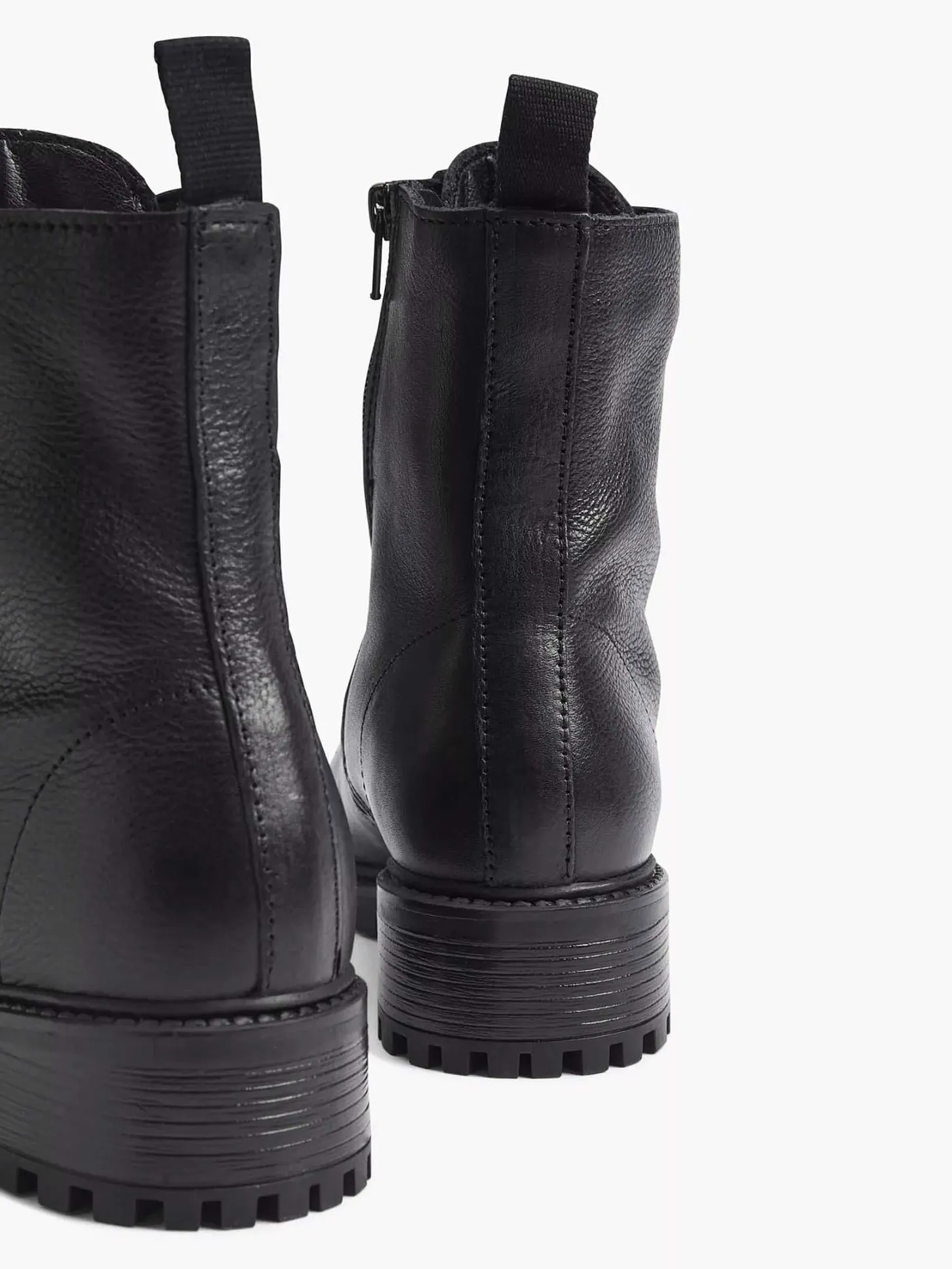 Best Zwarte Leren Veterboot Dames Enkellaarzen & Boots