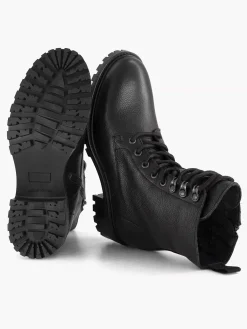 Best Zwarte Leren Veterboot Dames Enkellaarzen & Boots