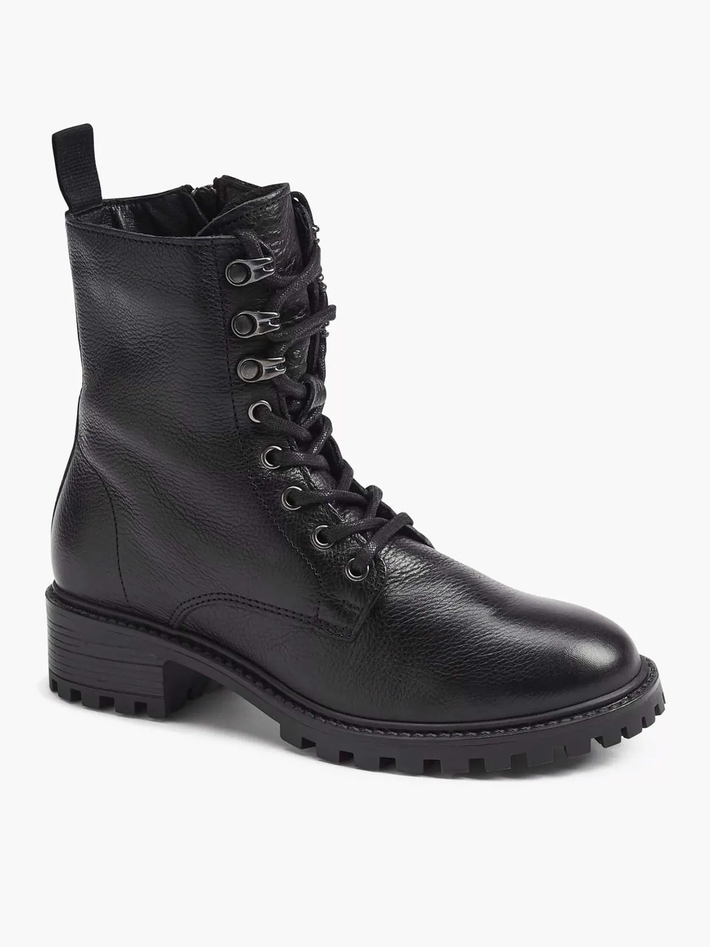 Best Zwarte Leren Veterboot Dames Enkellaarzen & Boots