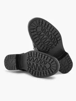 Zwarte Leren Veterboot Dames Enkellaarzen & Boots